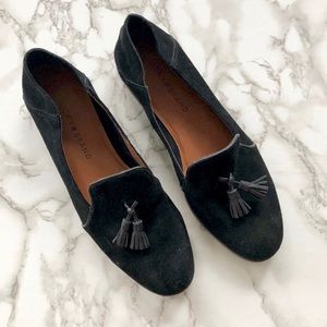New! Lucky Brand Black Suede Tassel Loafers